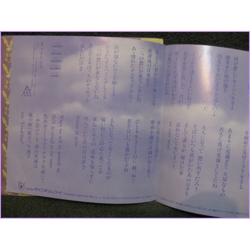 Touch Adachi itoribocchi no Duet-Kimi o Tobashita Gogo 45 vinyl record Disco 7a-0656