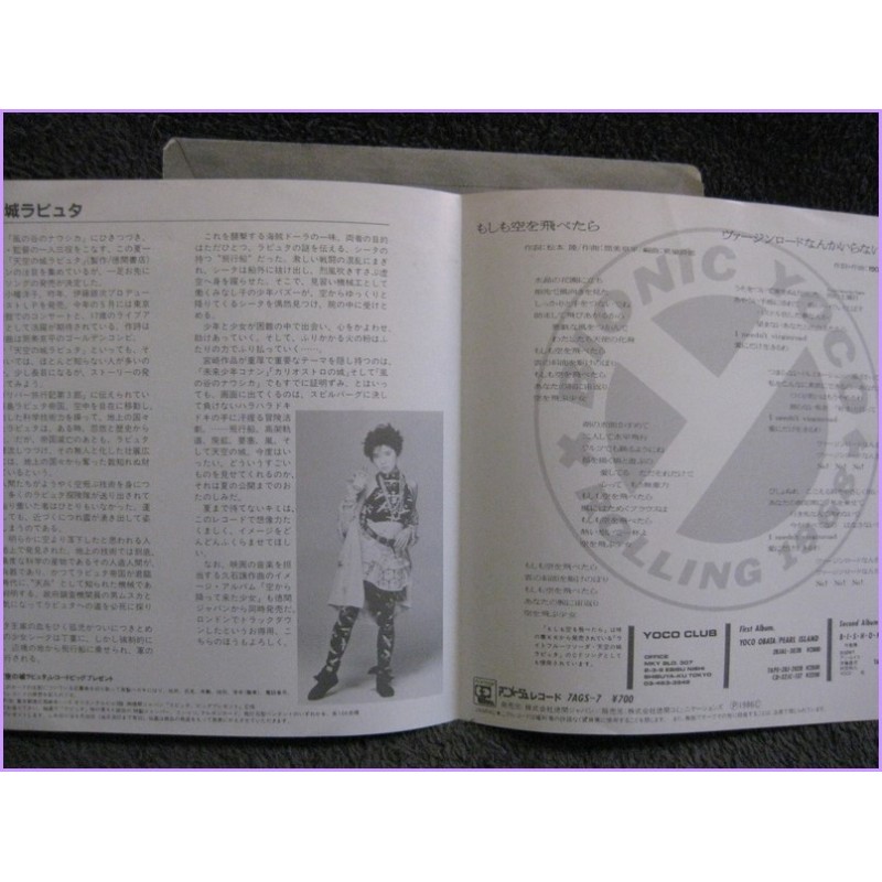 Laputa Image Album Moshimo Sora wo Tobetara - Yoco Obata 45 vinyl record Disco EP 7ags-7