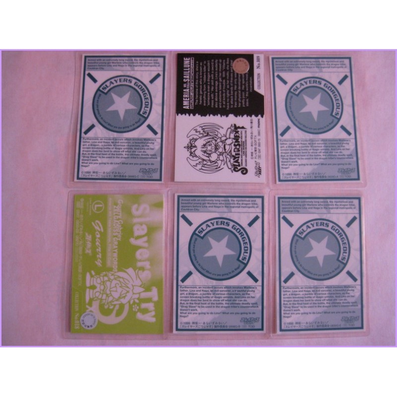 SLAYERS set 6 lamicard Original Japan Anime manga 90s Laminated Card Try Next Gorgeus