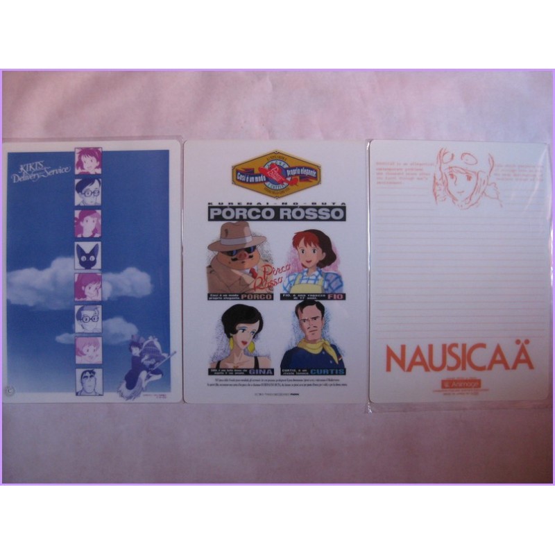 Studio Ghibli Miyazaki Set 3 Shitajiki Nausicaa Porco Rosso Kiki