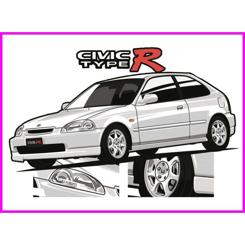 Honda Civic Type R EK9 Japan Keychain Portachiavi JDM Acrylic